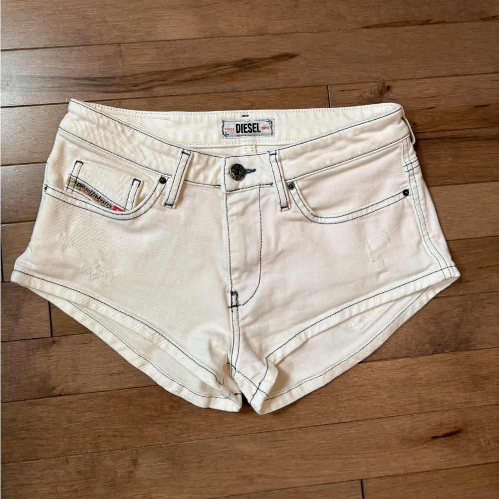 Diesel White Daisy Dukes jean Short Shorts Size 25 White Blue thread distressed